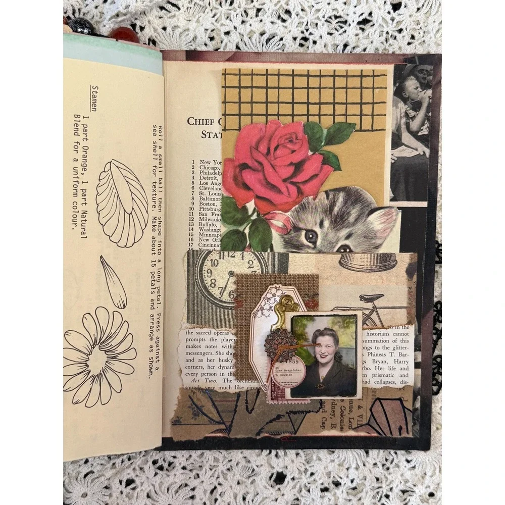 Vintage Style Handmade Junk Journal, featuring Black Lace